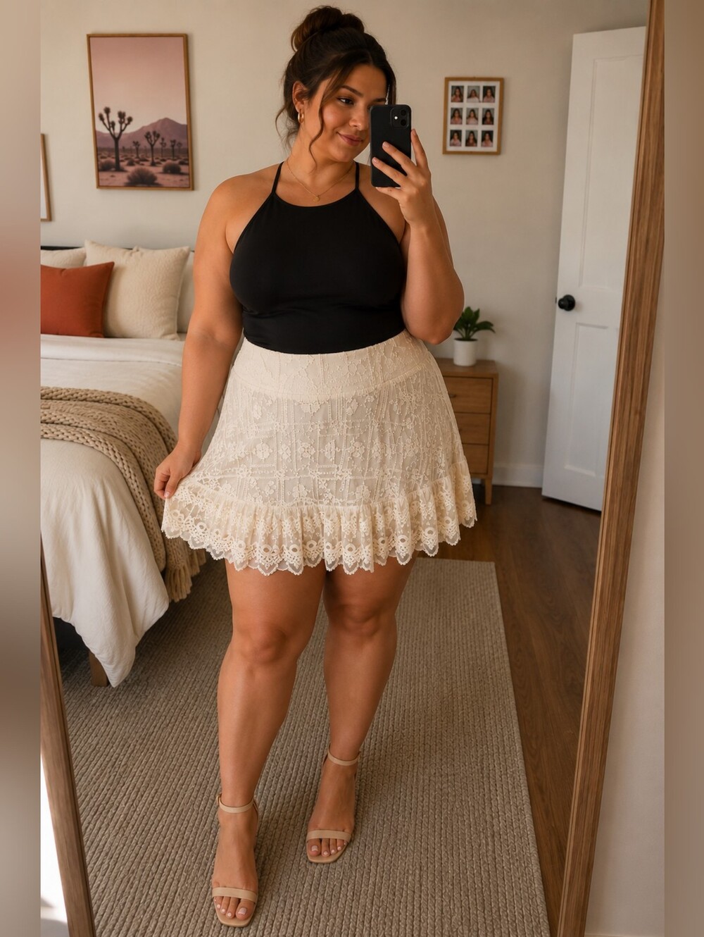 Torrid Ivory Embroidered Lace Skirt Size 00